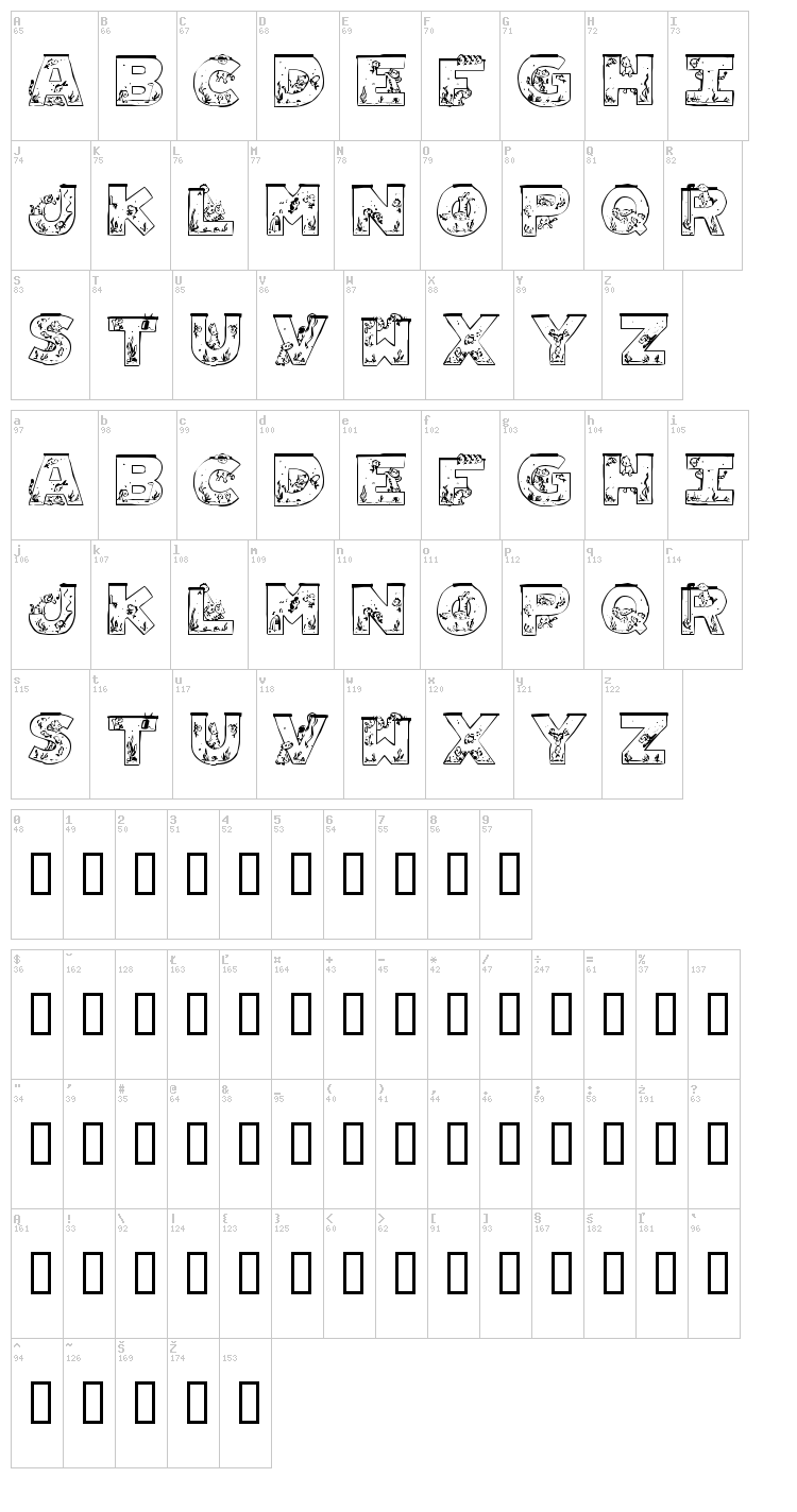 Aquarium font map