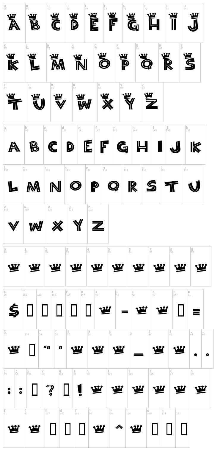 Bayou Cowboy font map