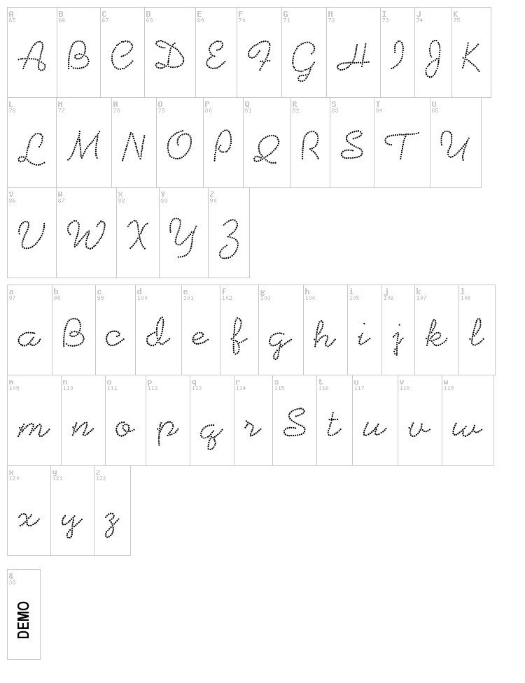 Beadwork font map