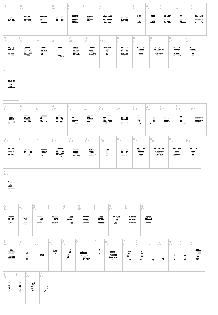 Behind Dirty Blinds font map