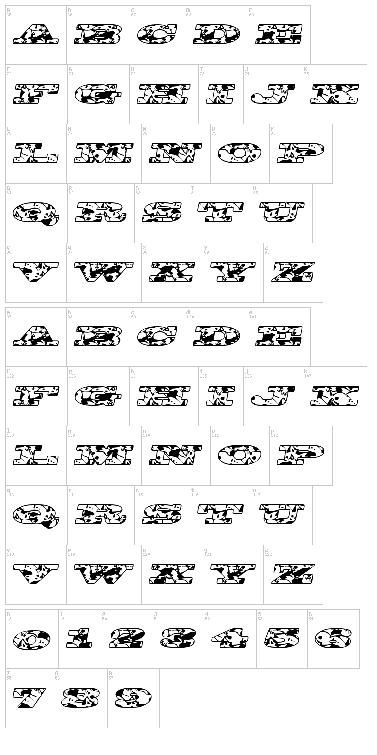 BigSpit font map
