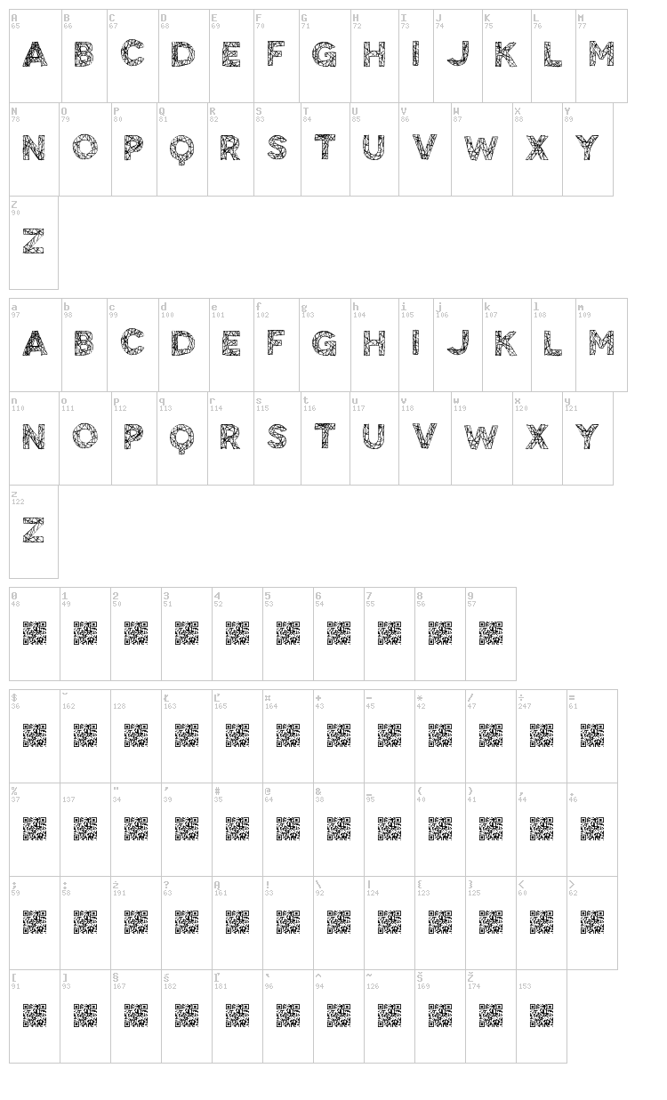 Big Tangle font map