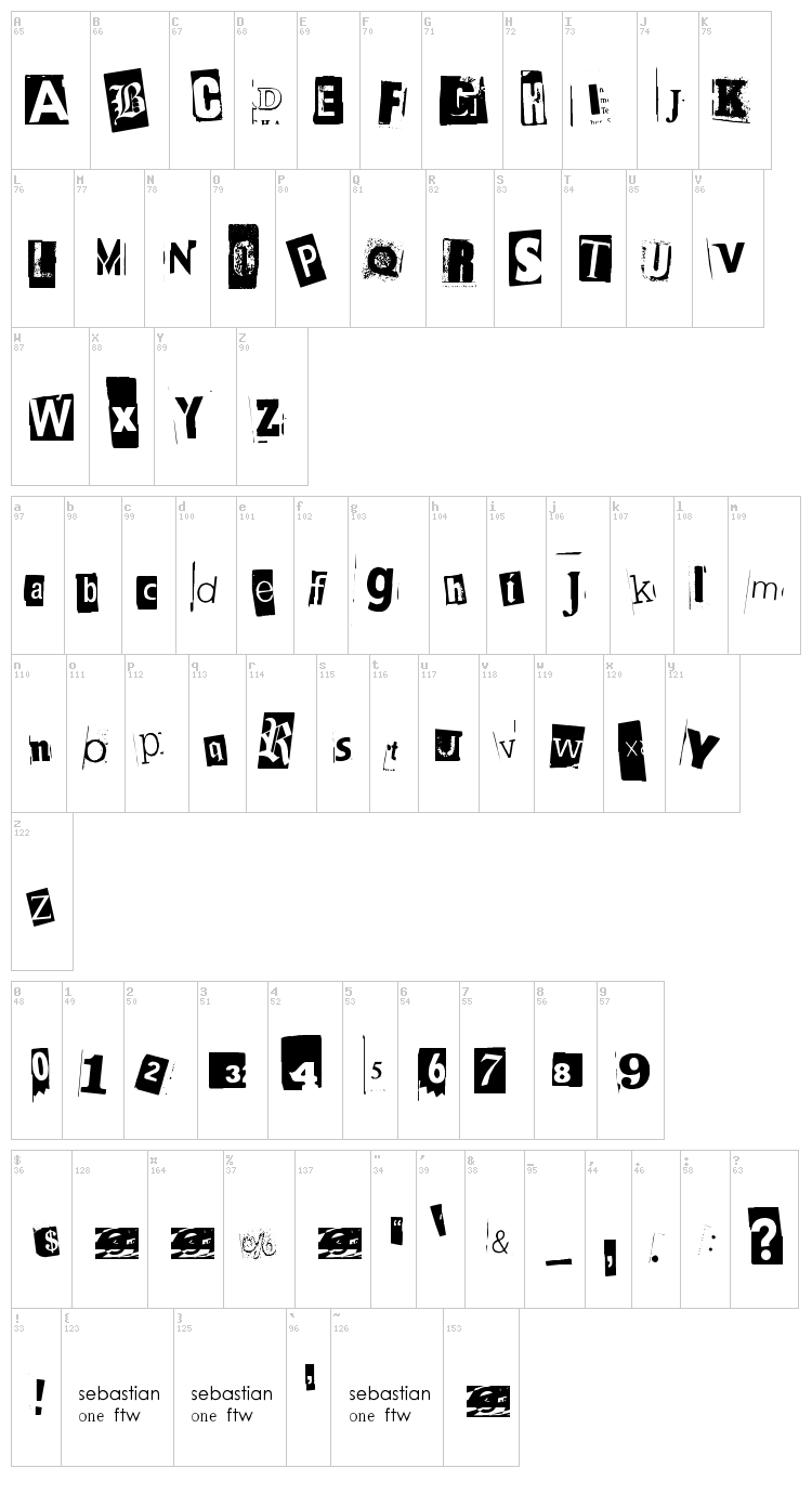 BlackCasper font map