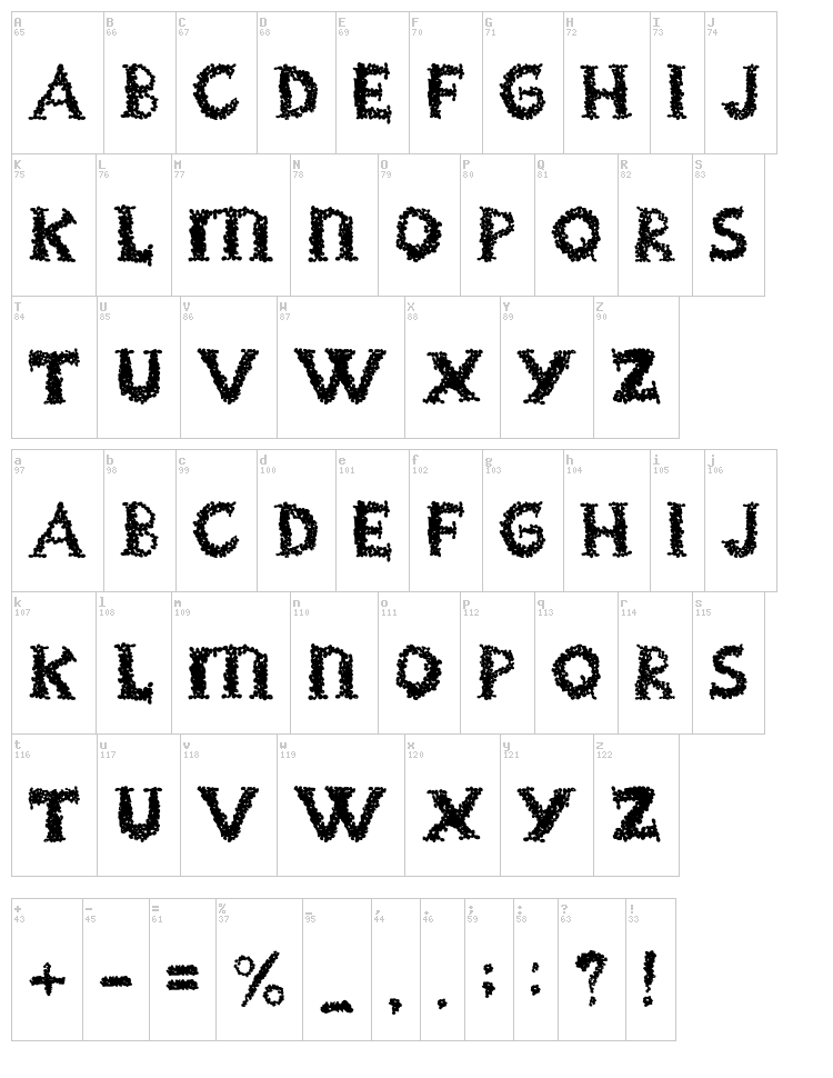 Black Grapes font map