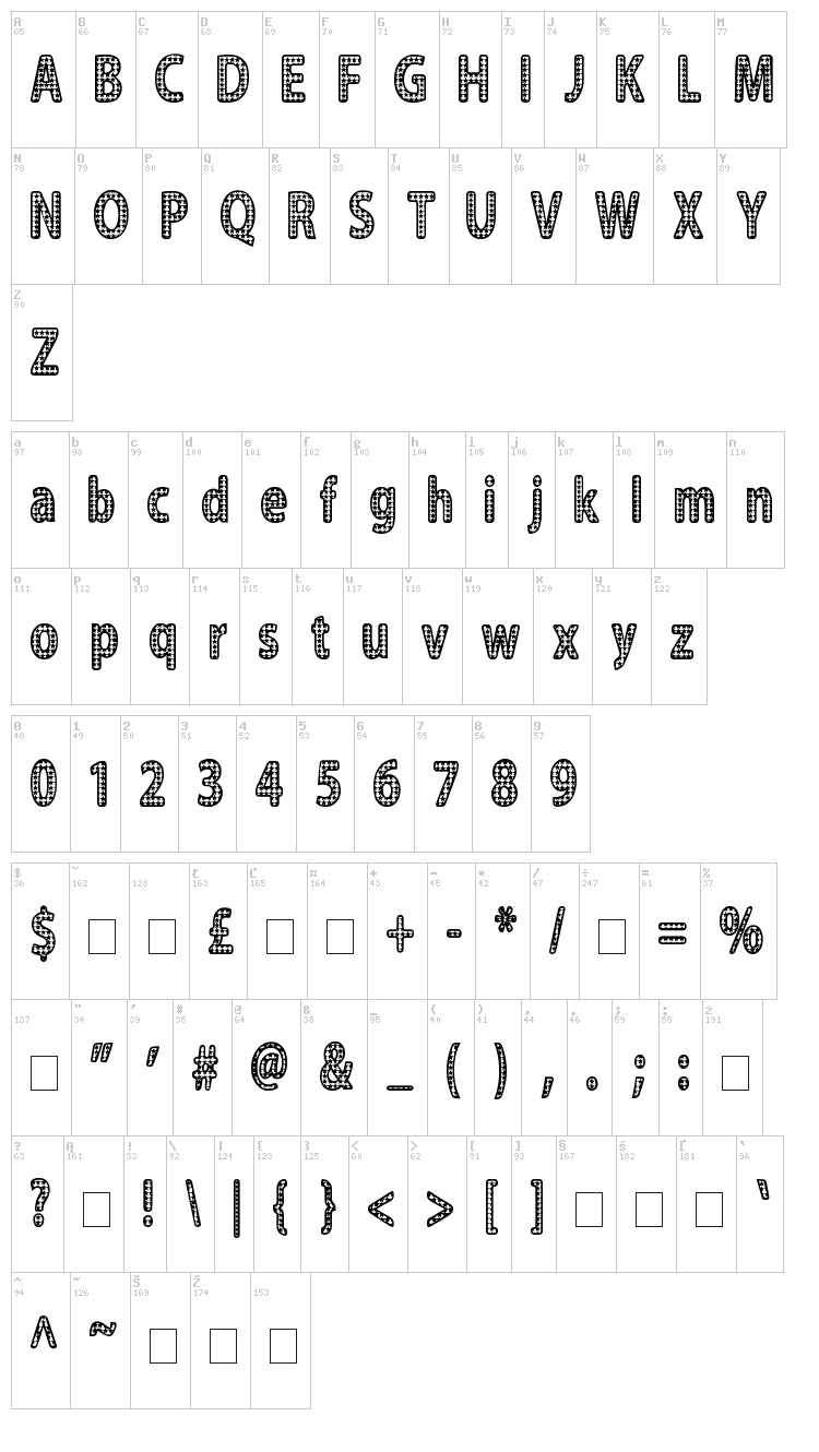 Blinger font map