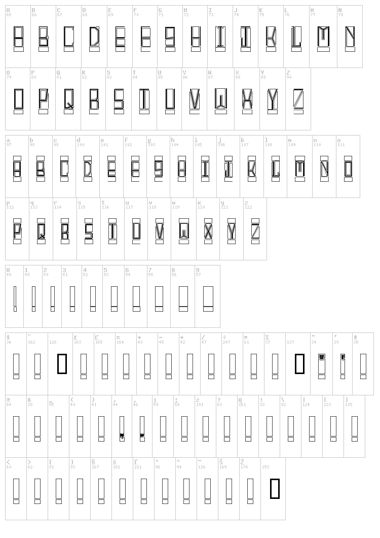Block Titling font map