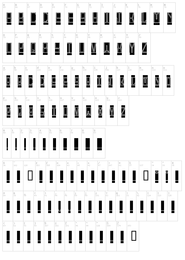 Block Titling font map