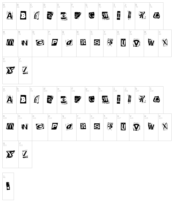 Brands Kidnapped font map