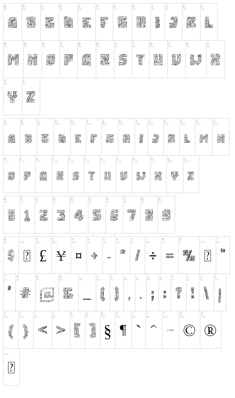 Breaking Time! font map