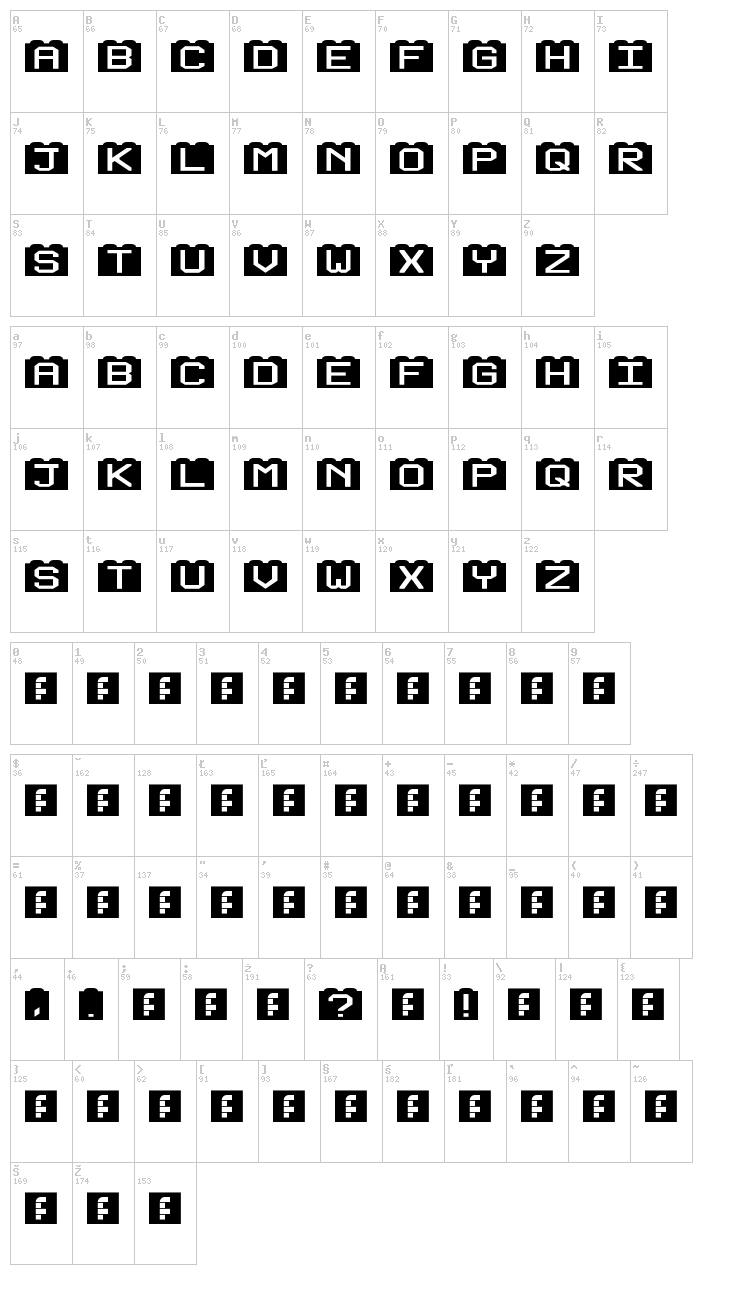 Building Blocks font map