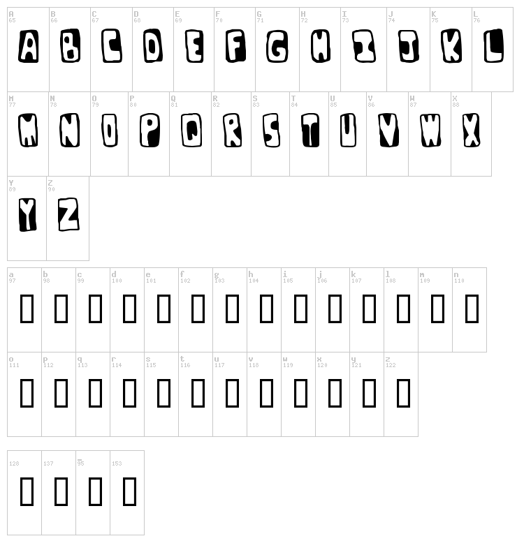 Bunker font map