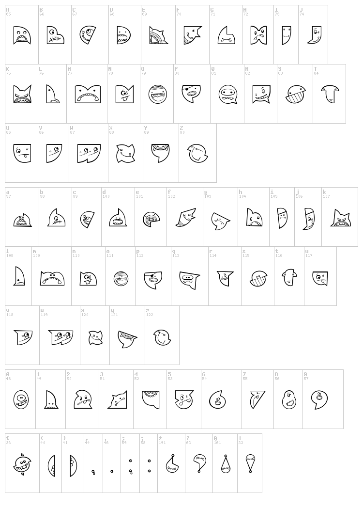 Callejera font map