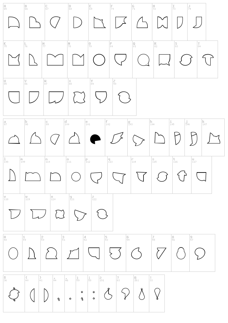 Callejera font map