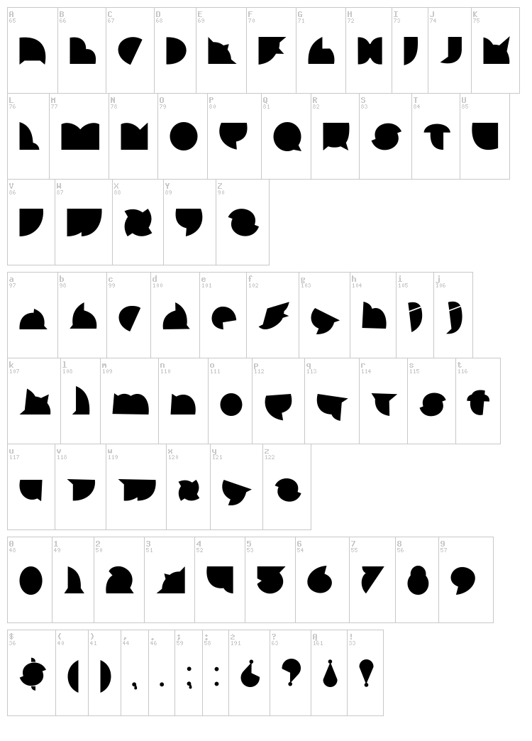 Callejera font map