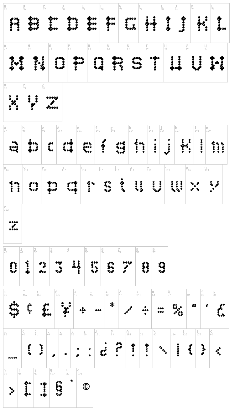 Campcraft font map