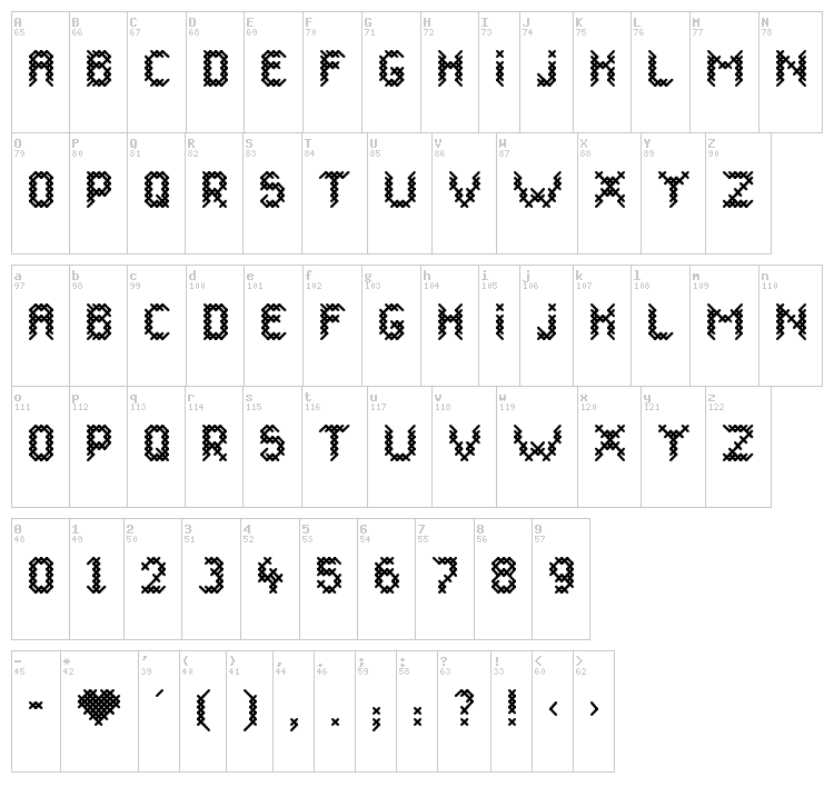 Canevas font map