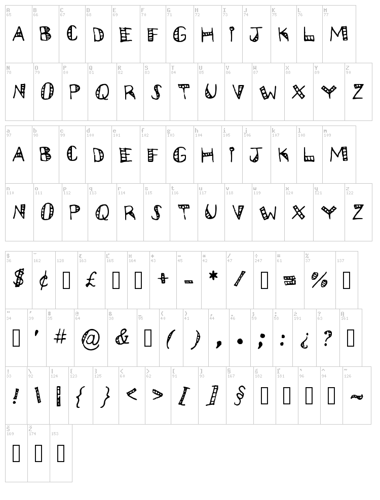 Carnival Block font map