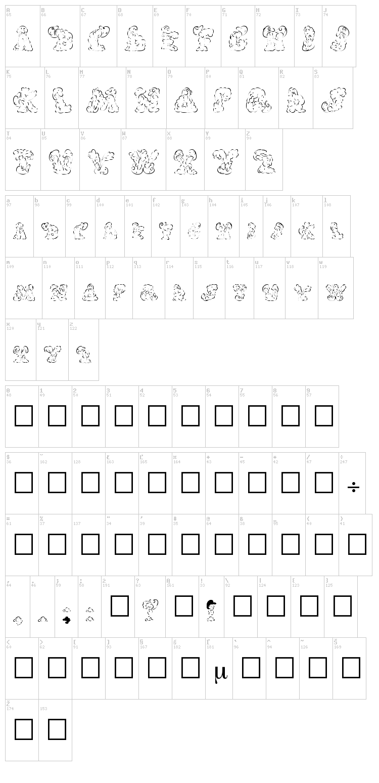 Caroles Chunk font map