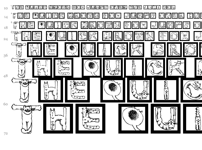 Cats Alphabet font waterfall