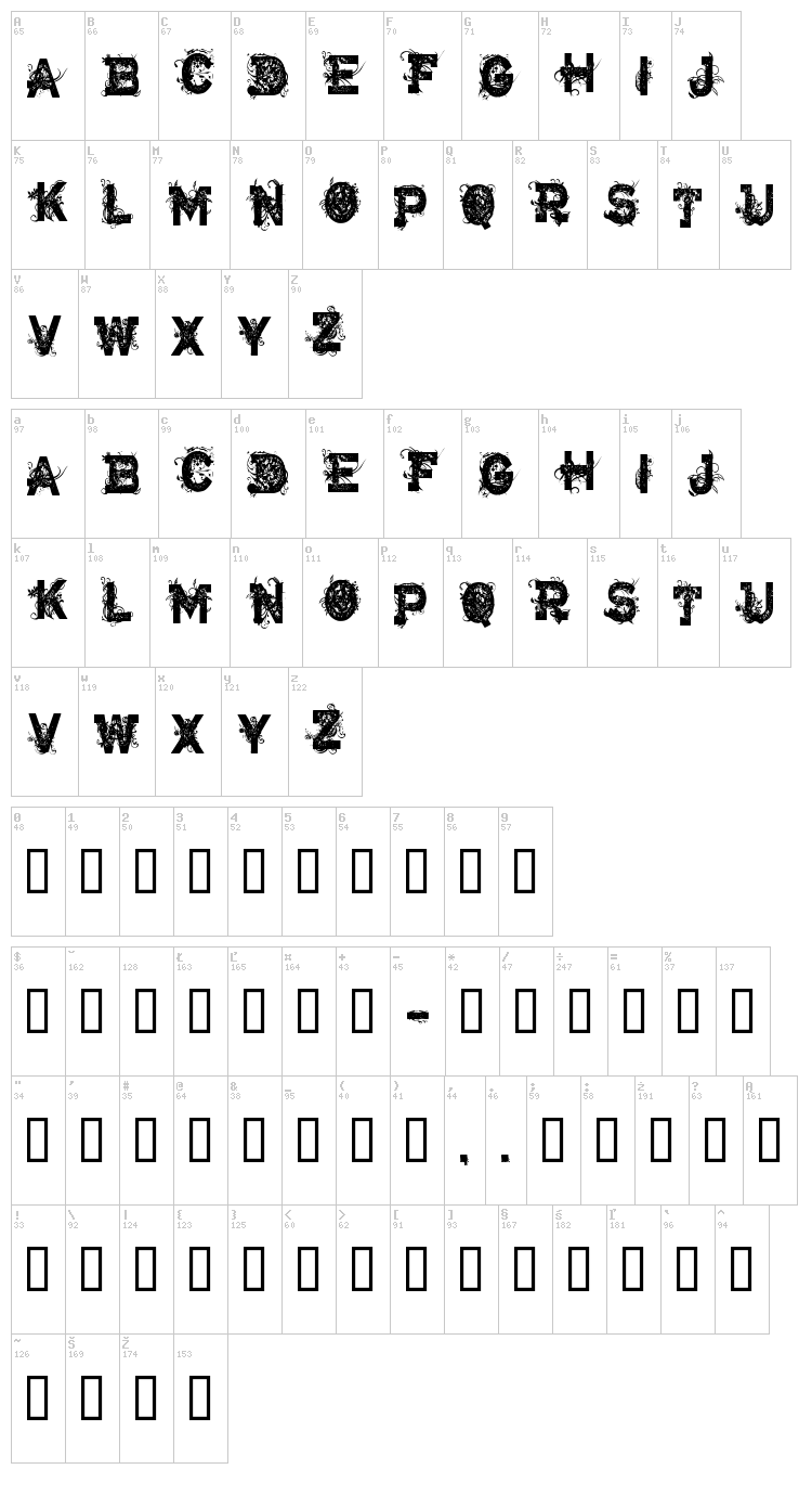 CF Armageddon font map