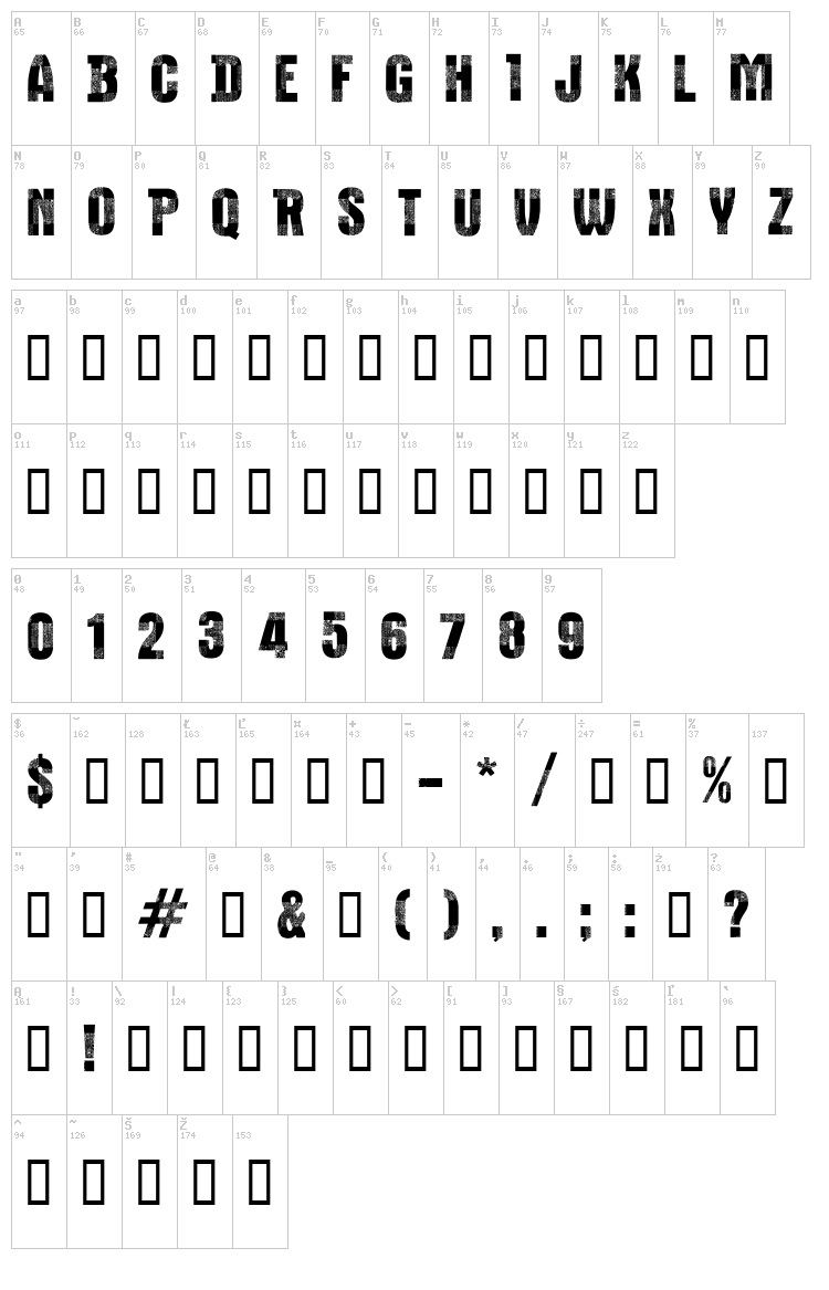 CF Bucherons font map