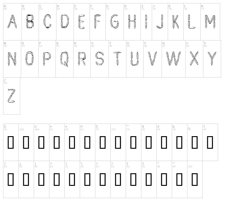 CF Crayons de plomb font map