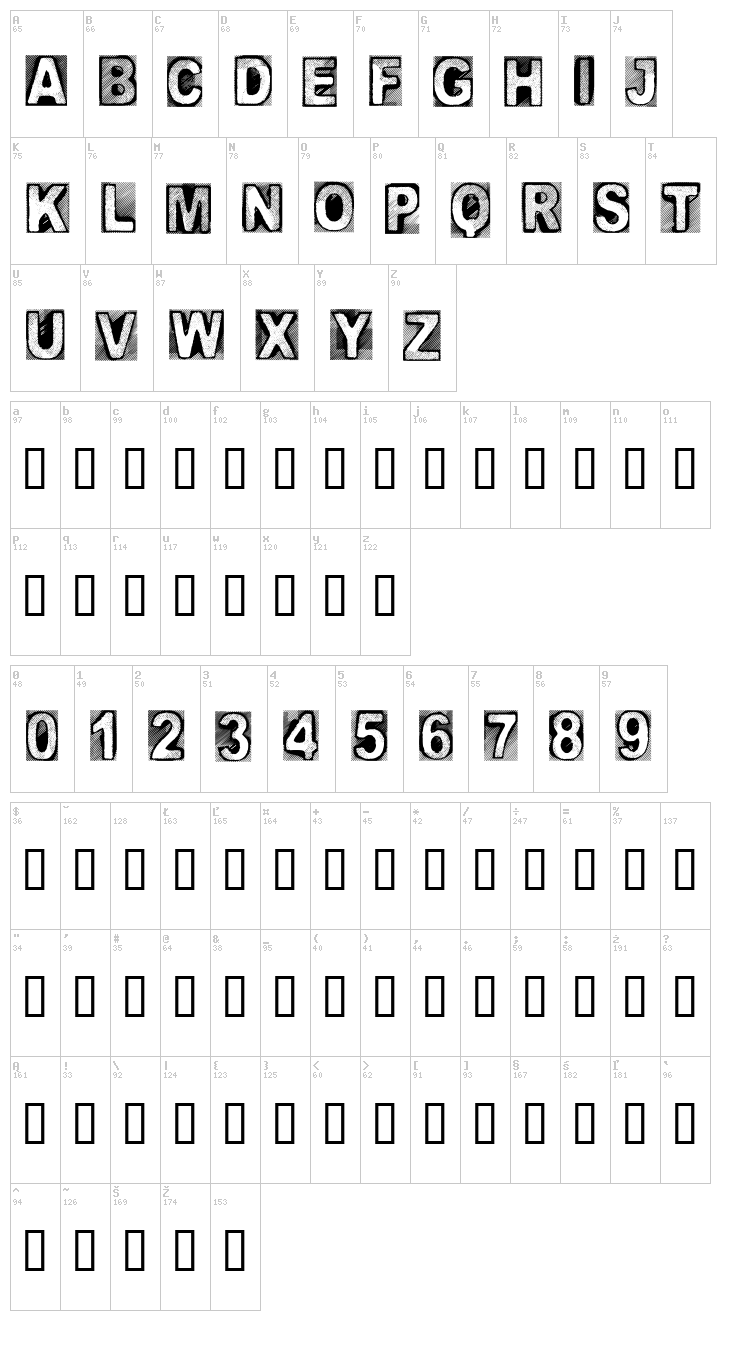 CF Creature of Darkness font map