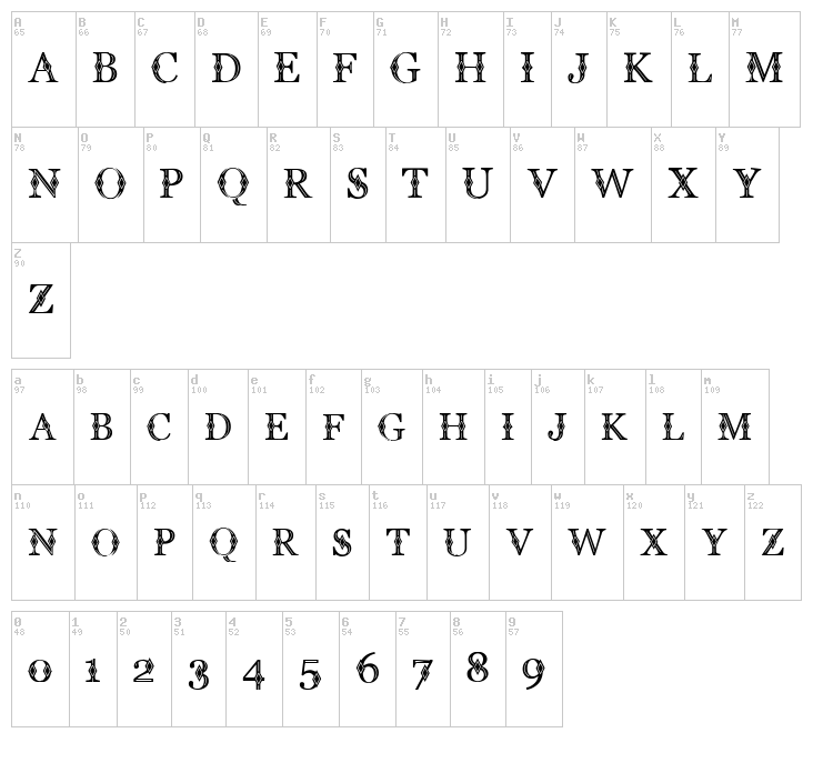 CF Diamond font map