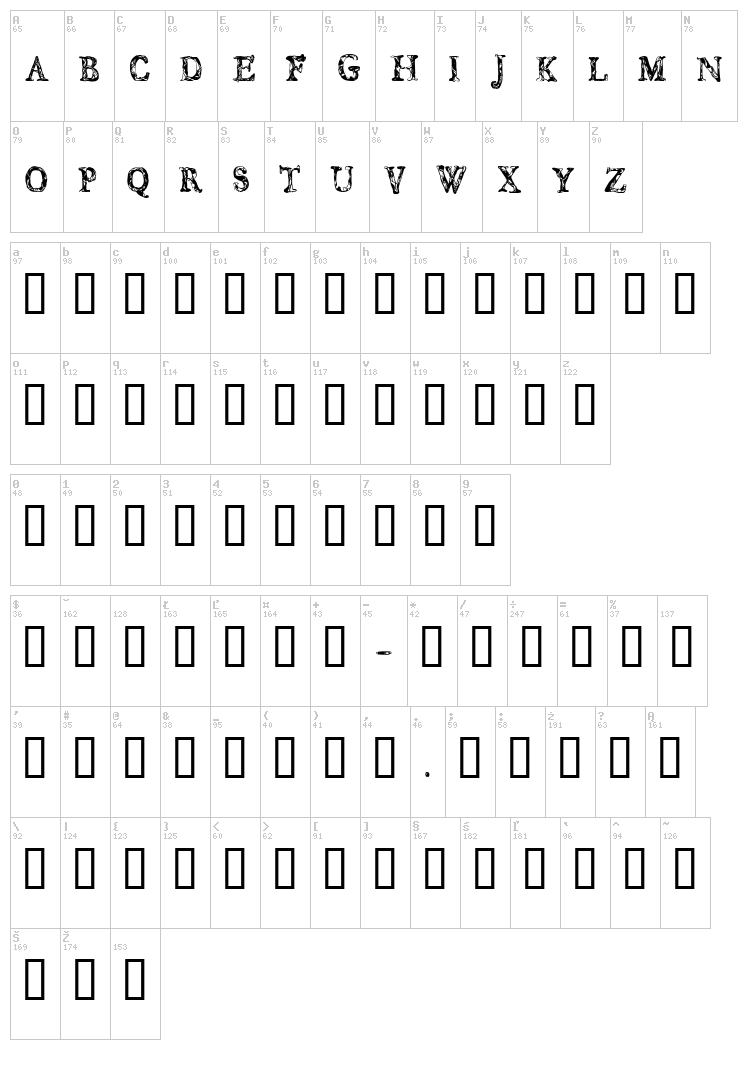 CF Jungle font map