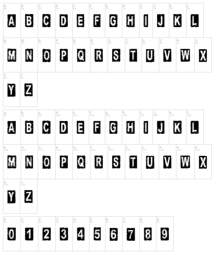 CF Tissus font map