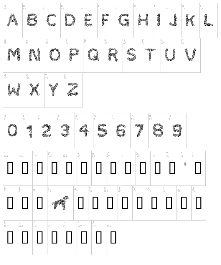 CF TypoCraft font map