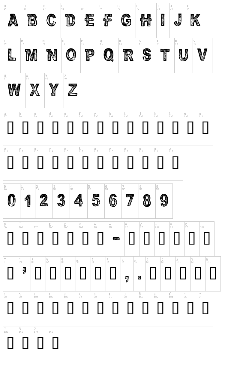 CF Urban Life font map