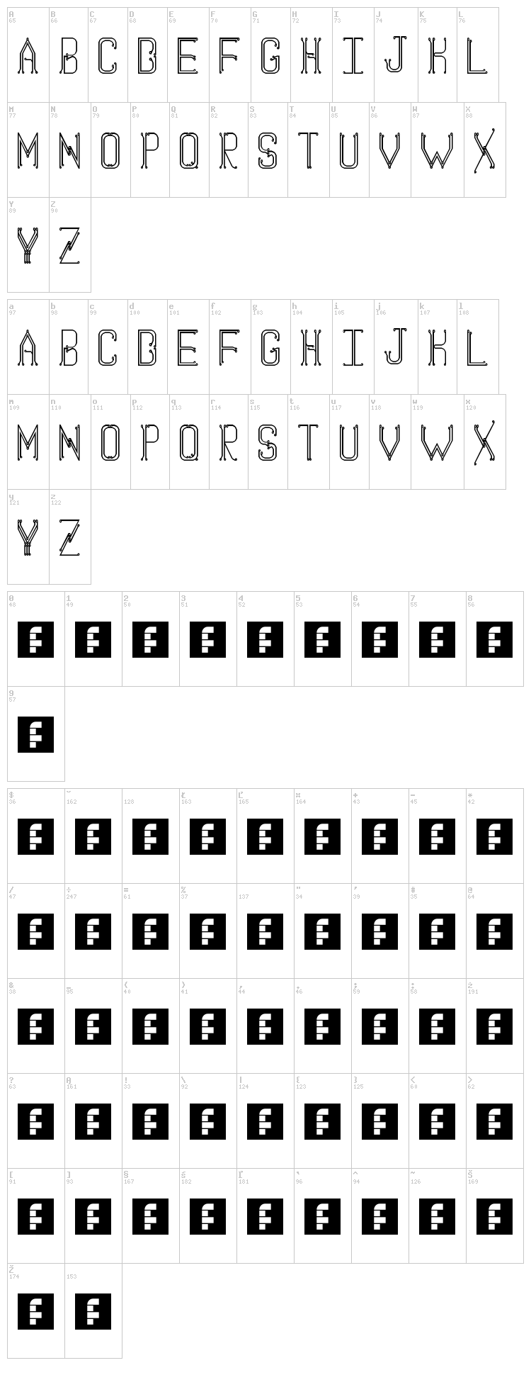 Circuit Board font map