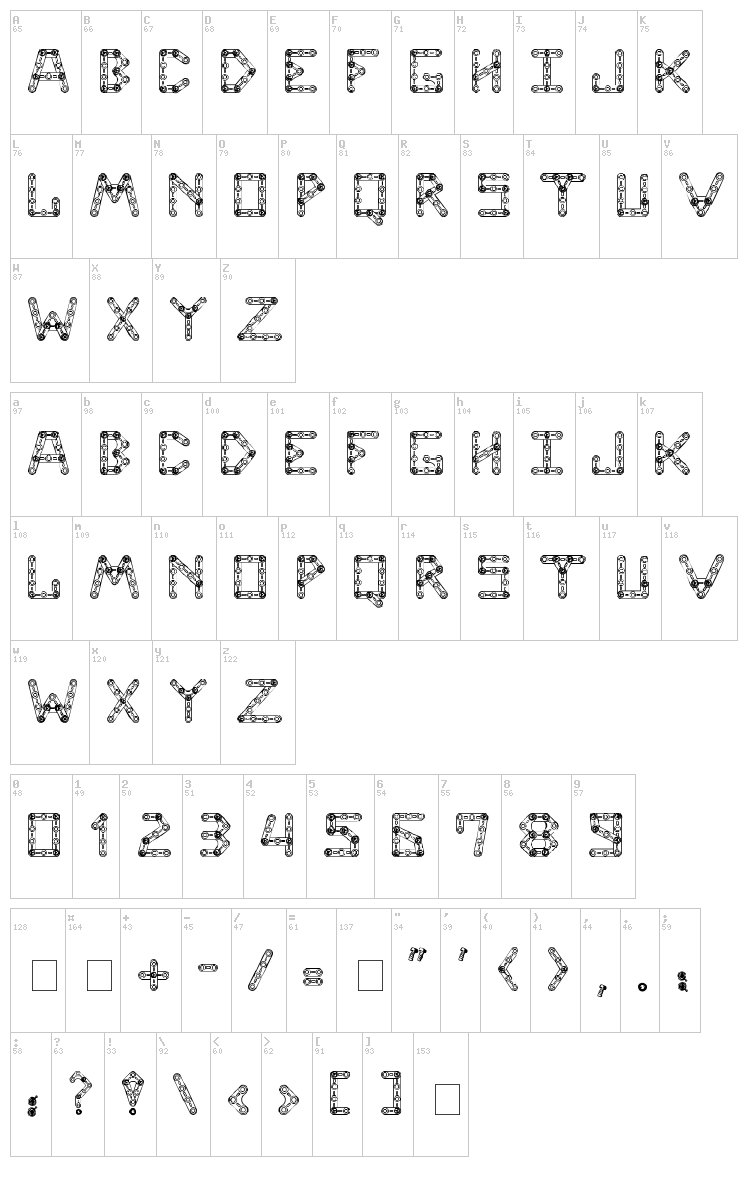CJ Meccanector font map