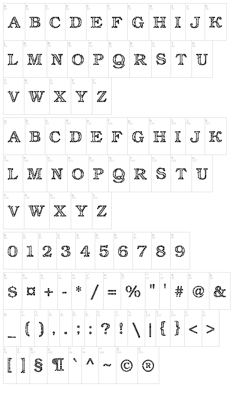 Classic Mosaic font map