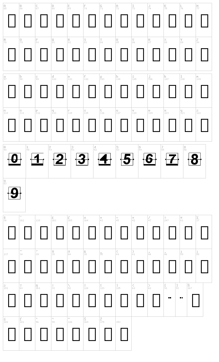 Counter Flipper font map