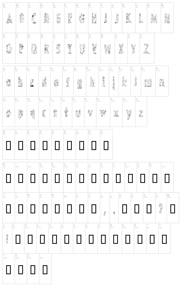 Crossed Wires font map