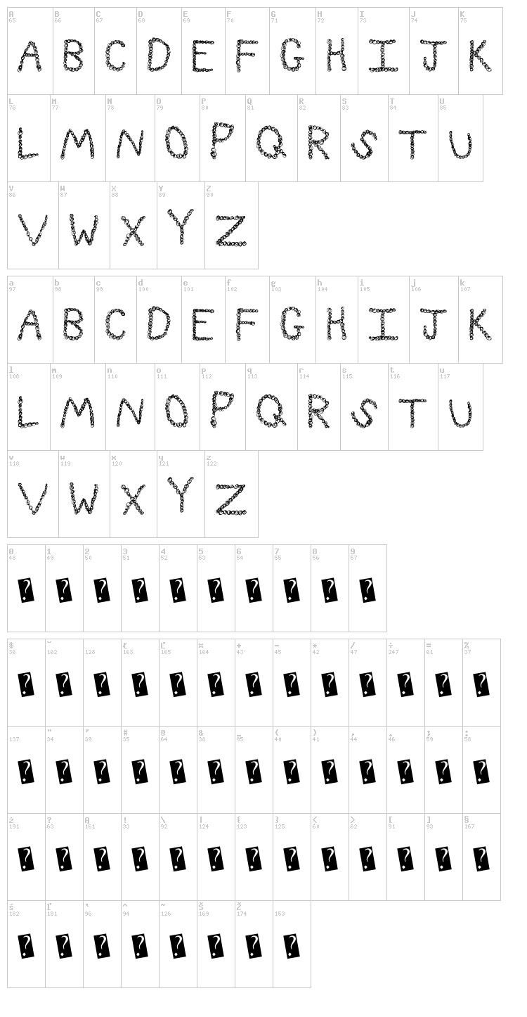 CurlyQue font map