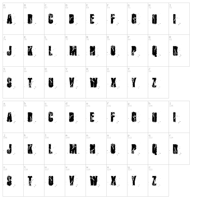 Cutter font map