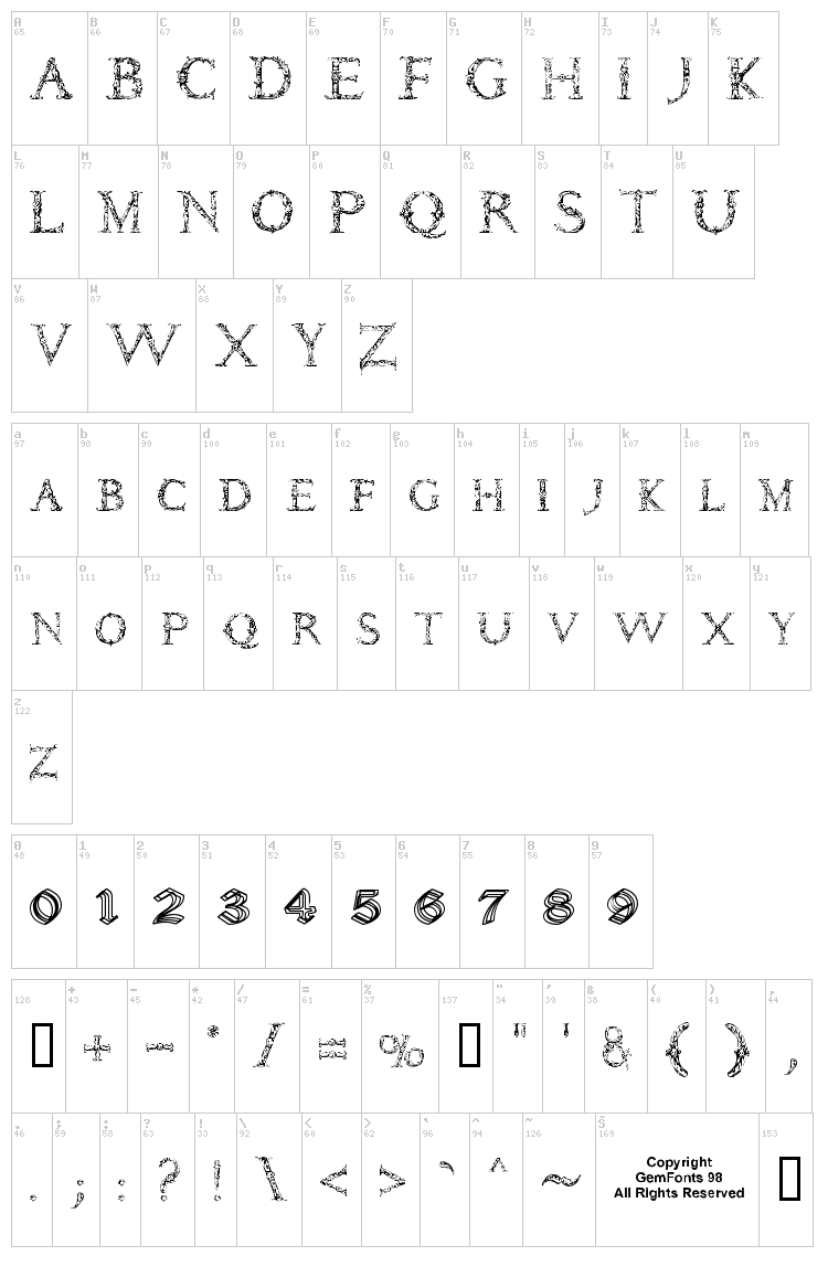 Daemonesque font map
