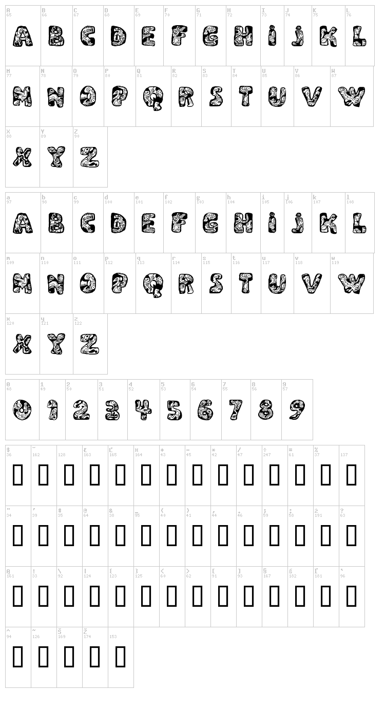 Dali font map