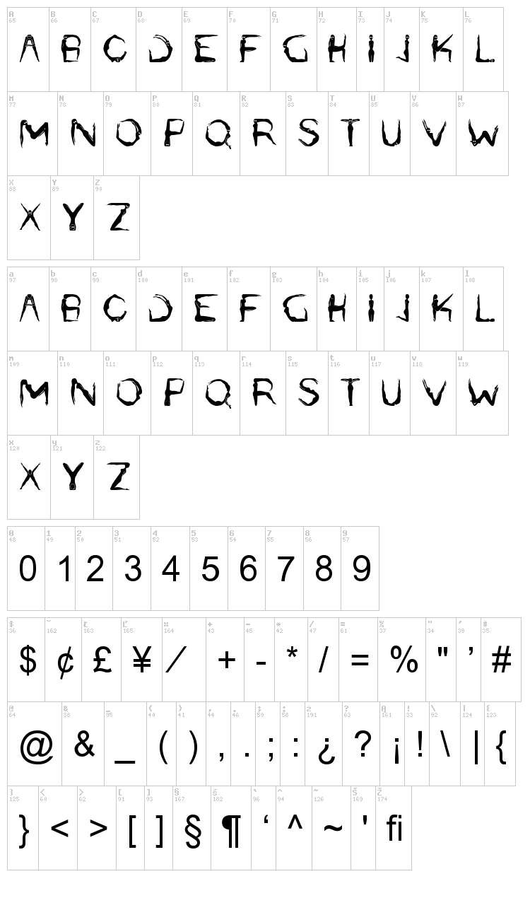 Lilith font map