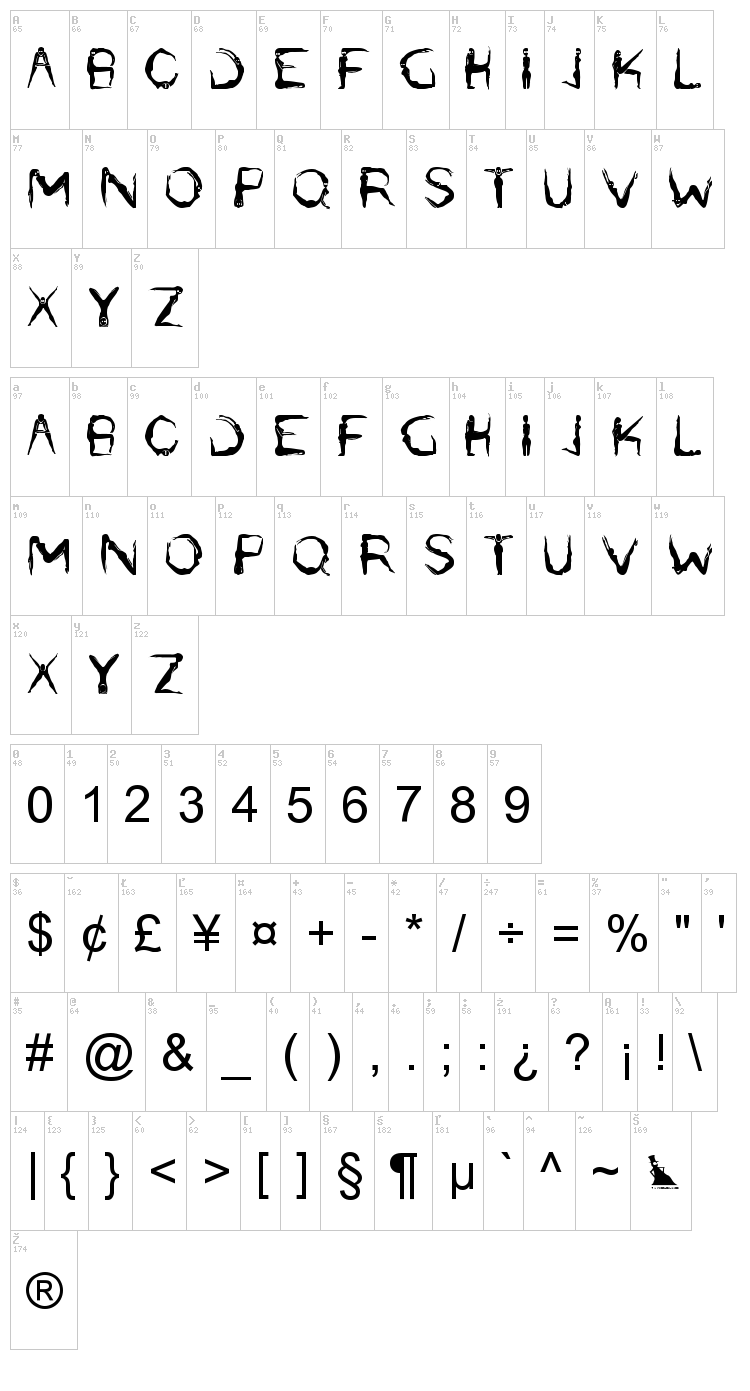 Lilith font map