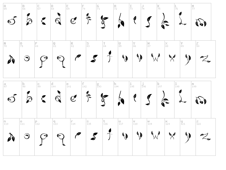 Dedaun font map