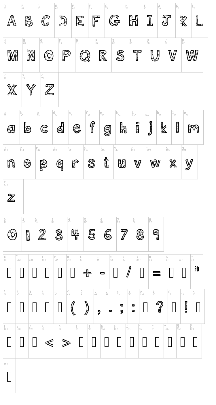 DeeDee Flowers font map