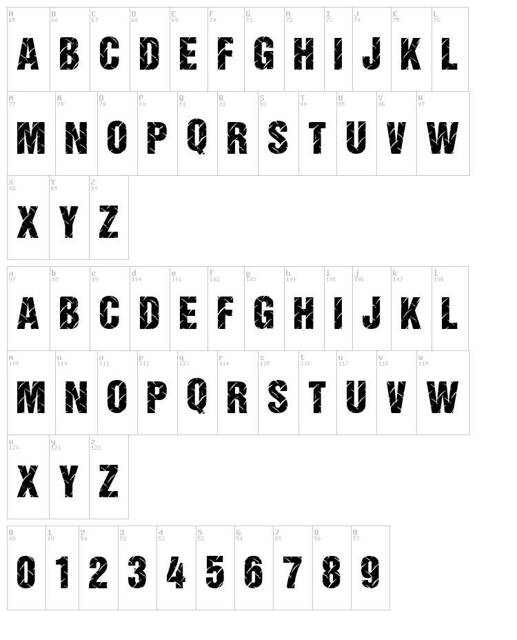 Diamond Plate font map