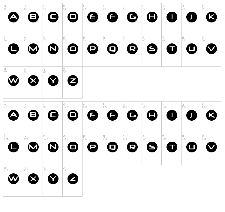 Diskoboll font map
