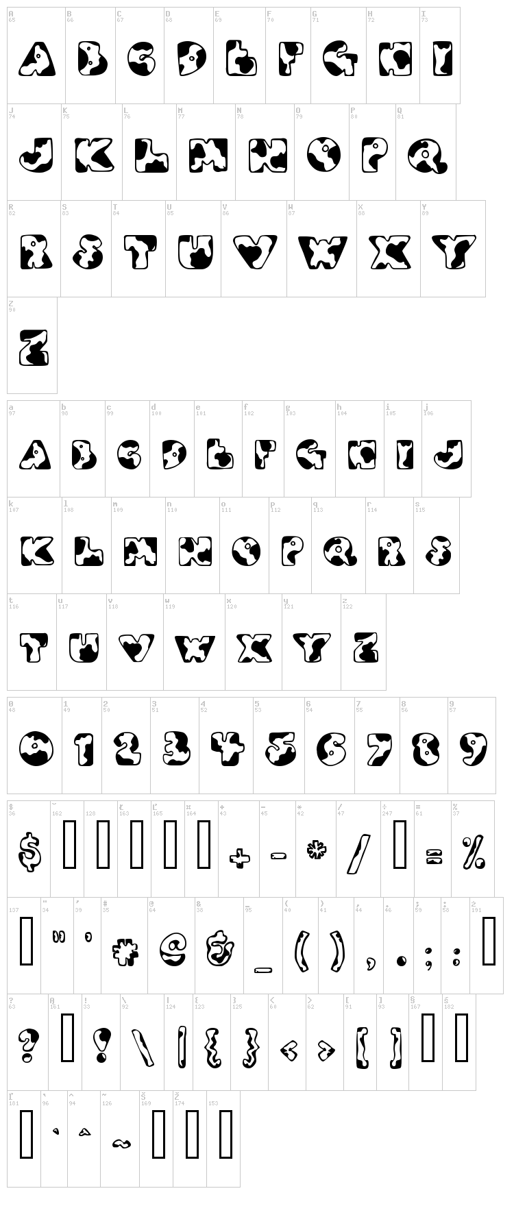 DJ Moo font map