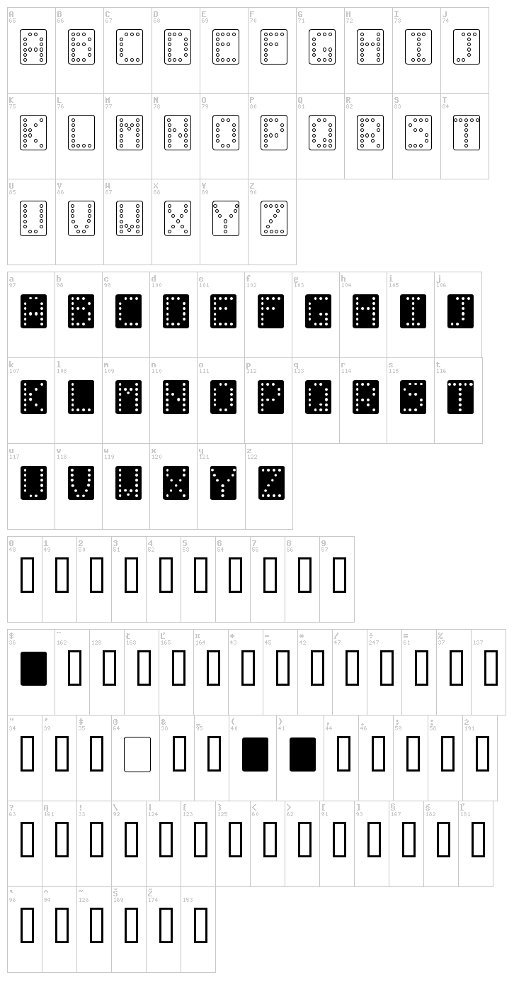 Domino font map