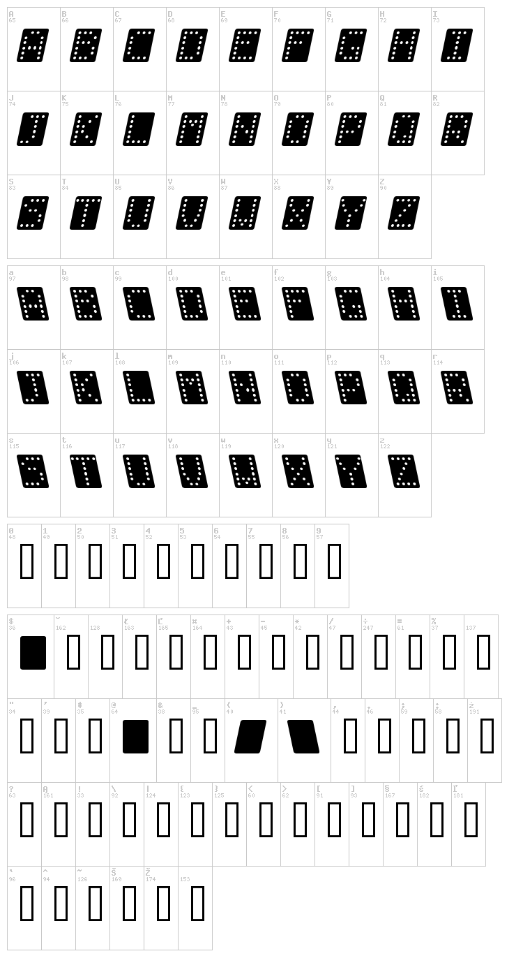 Domino font map